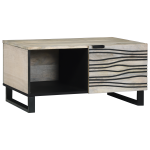 Masă de cafea Alb, Negru 80 x 50 x 40 cm Lemn de mango solid GartenMobel Dekor