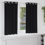 Perdele cu perdele 2 pcs Negru 175 x 140 cm Poliester GartenMobel Dekor