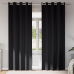 Perdele cu perdele 2 pcs Negru 225 x 140 cm Poliester GartenMobel Dekor