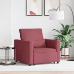 Sofa pat 3 în 1 convertibil din țesătură bordou GartenMobel Dekor