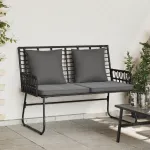 Bancă de grădină cu pernă Negru, Antracit 113 x 69 x 83 cm GartenMobel Dekor