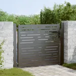 Poartă de grădină Negru 105 x 100 cm Oțel vopsit în pulbere GartenMobel Dekor