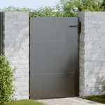 Poartă de grădină Negru 105 x 125 cm Oțel vopsit în pulbere GartenMobel Dekor