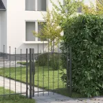 Poartă de grădină cu blocare Gri 100 x 100 cm Oțel GartenMobel Dekor