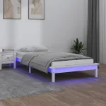Cadru de pat cu LED, alb, 90x200 cm, lemn masiv GartenMobel Dekor