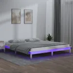 Cadru de pat cu LED mic dublu, alb, 120x190 cm, lemn masiv GartenMobel Dekor