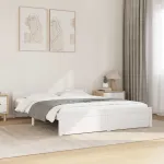 Cadru de pat dublu, alb, 135x190 cm, lemn masiv GartenMobel Dekor