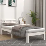 Cadru de pat single, alb, 90x190 cm, lemn masiv GartenMobel Dekor