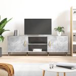 Comodă TV, gri beton, 150x30x50 cm, lemn compozit GartenMobel Dekor