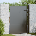 Poartă de grădină Negru 100 x 125 cm Oțel vopsit în pulbere GartenMobel Dekor