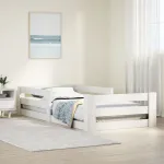 Cadru de pat fără saltea, alb, 90x200 cm, lemn masiv pin GartenMobel Dekor