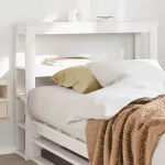 Tăblie de pat cu rafturi, alb, 90 cm, lemn masiv de pin GartenMobel Dekor