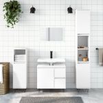 Set mobilier de baie, 3 piese, alb, lemn compozit GartenMobel Dekor