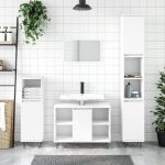 Set mobilier de baie, 3 piese, alb, lemn compozit GartenMobel Dekor