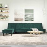 Canapea extensibilă în formă de L verde 255x140x70 cm catifea GartenMobel Dekor