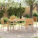 Scaune Exterioare 4 pcs crem, maro GartenMobel Dekor