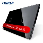 Panou intrerupator simplu+simplu cu touch Livolo din sticla SmartElectro IntelligentHouse