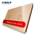 Panou intrerupator simplu+simplu cu touch Livolo din sticla SmartElectro IntelligentHouse