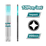 TOTAL - SET 10 BITI DE IMPACT PH2X200MM PowerTool TopQuality