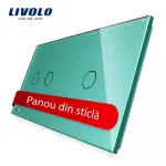 Panou intrerupator dublu + simplu cu touch Livolo din sticla SmartElectro IntelligentHouse