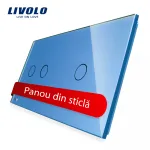 Panou intrerupator dublu + simplu cu touch Livolo din sticla SmartElectro IntelligentHouse
