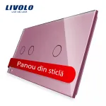 Panou intrerupator dublu + simplu cu touch Livolo din sticla SmartElectro IntelligentHouse