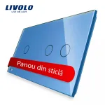 Panou intrerupator simplu+dublu cu touch Livolo din sticla SmartElectro IntelligentHouse