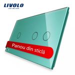 Panou intrerupator simplu+dublu cu touch Livolo din sticla SmartElectro IntelligentHouse
