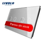 Panou intrerupator dublu+dublu cu touch Livolo din sticla SmartElectro IntelligentHouse
