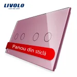 Panou intrerupator dublu+dublu cu touch Livolo din sticla SmartElectro IntelligentHouse