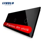Panou intrerupator simplu+simplu+simplu cu touch Livolo din sticla SmartElectro IntelligentHouse