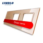 Panou intrerupator dublu cu touch si 2 prize Livolo din sticla SmartElectro IntelligentHouse