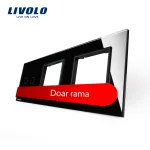 Panou intrerupator dublu cu touch si 2 prize Livolo din sticla SmartElectro IntelligentHouse