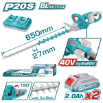 TOTAL - TOTAL - TRIMMER PENTRU TUNS GARD VIU - LI-ION - 40V (INCLUDE ACUMULATOR SI INCARCATOR) PowerTool TopQuality