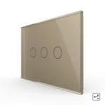 Intrerupator triplu cap scara / cruce cu touch Livolo din sticla, standard italian - Serie noua SmartElectro IntelligentHouse