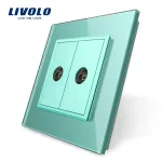 Priza dubla TV Livolo cu rama din sticla SmartElectro IntelligentHouse