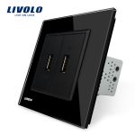 Priza dubla USB Livolo cu rama din sticla SmartElectro IntelligentHouse