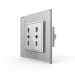 Priza dubla module inguste Livolo cu rama din sticla - standard german SmartElectro IntelligentHouse