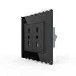 Priza dubla module inguste Livolo cu rama din sticla - standard german SmartElectro IntelligentHouse