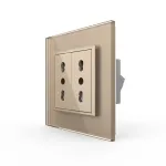 Priza dubla module inguste Livolo cu rama din sticla - standard german SmartElectro IntelligentHouse