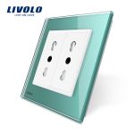 Priza dubla module inguste Livolo cu rama din sticla - standard german SmartElectro IntelligentHouse
