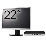 Pachet Calculator Second Hand HP EliteDesk 800 G3 Mini PC, Intel Core i7-7700T 2.90 - 3.80GHz, 8GB DDR4, 256GB SSD, Wi-Fi + Monitor 22 Inch NewTechnology Media