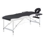 Masă pliabilă de masaj, 2 zone, negru și alb, aluminiu GartenMobel Dekor
