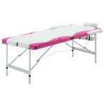 Masă pliabilă de masaj, 3 zone, alb și roz, aluminiu GartenMobel Dekor