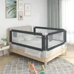 Balustradă de protecție pat copii, gri închis, 160x25 cm textil GartenMobel Dekor