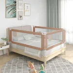 Balustradă de protecție pat copii, gri taupe, 140x25 cm, textil GartenMobel Dekor