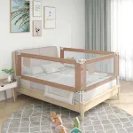 Balustradă de protecție pat copii, gri taupe, 200x25 cm, textil GartenMobel Dekor
