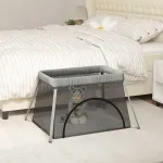 Țarc pentru copii cu saltea, gri deschis, pânză textil GartenMobel Dekor