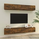 Dulapuri TV de perete, 4 buc, stejar afumat, 100x30x30 cm GartenMobel Dekor