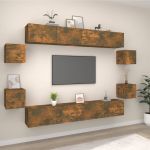 Set dulap TV, 8 piese, stejar fumuriu, lemn prelucrat GartenMobel Dekor